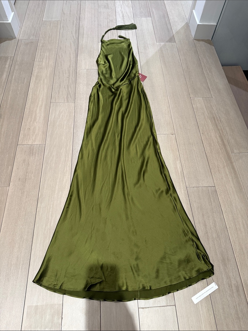 Reformation Camile Rowe Bianca Silk Dress Moss Garden - Picture 4 of 10